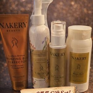 Nakery Beauty Skincare Cleanser & Exfoliant Set - Gold and Cream
